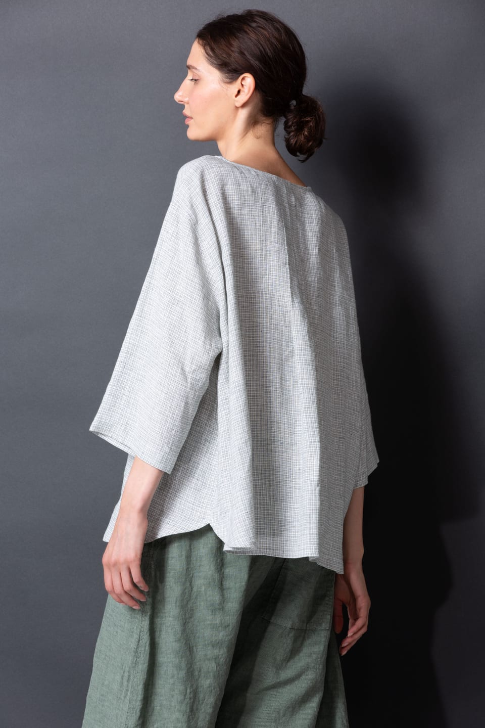 Blouse 414 - Linen Fil-à-Fil - 580SLATE - 10240110072