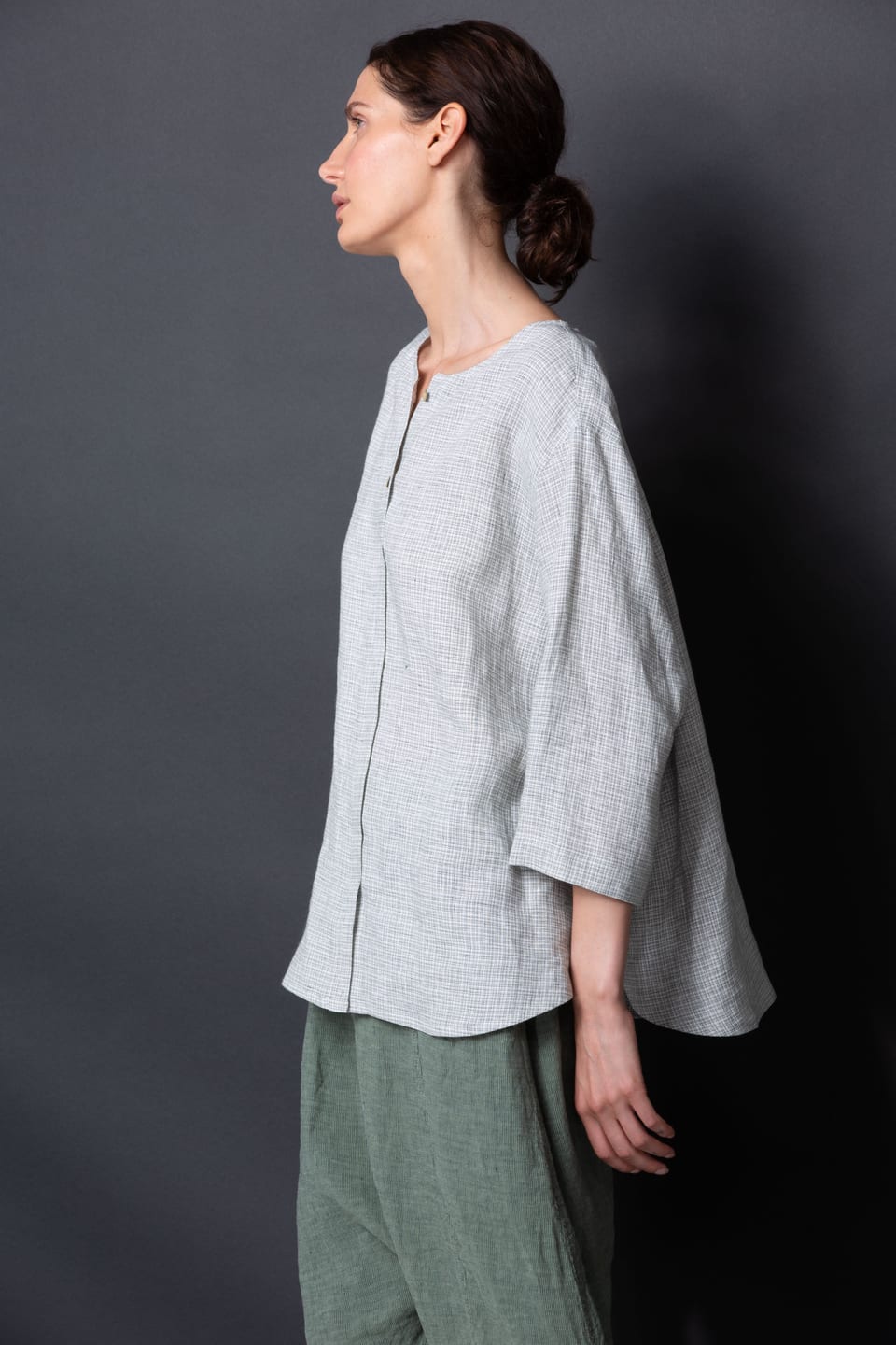 Blouse 414 - Linen Fil-à-Fil - 580SLATE - 10240110072