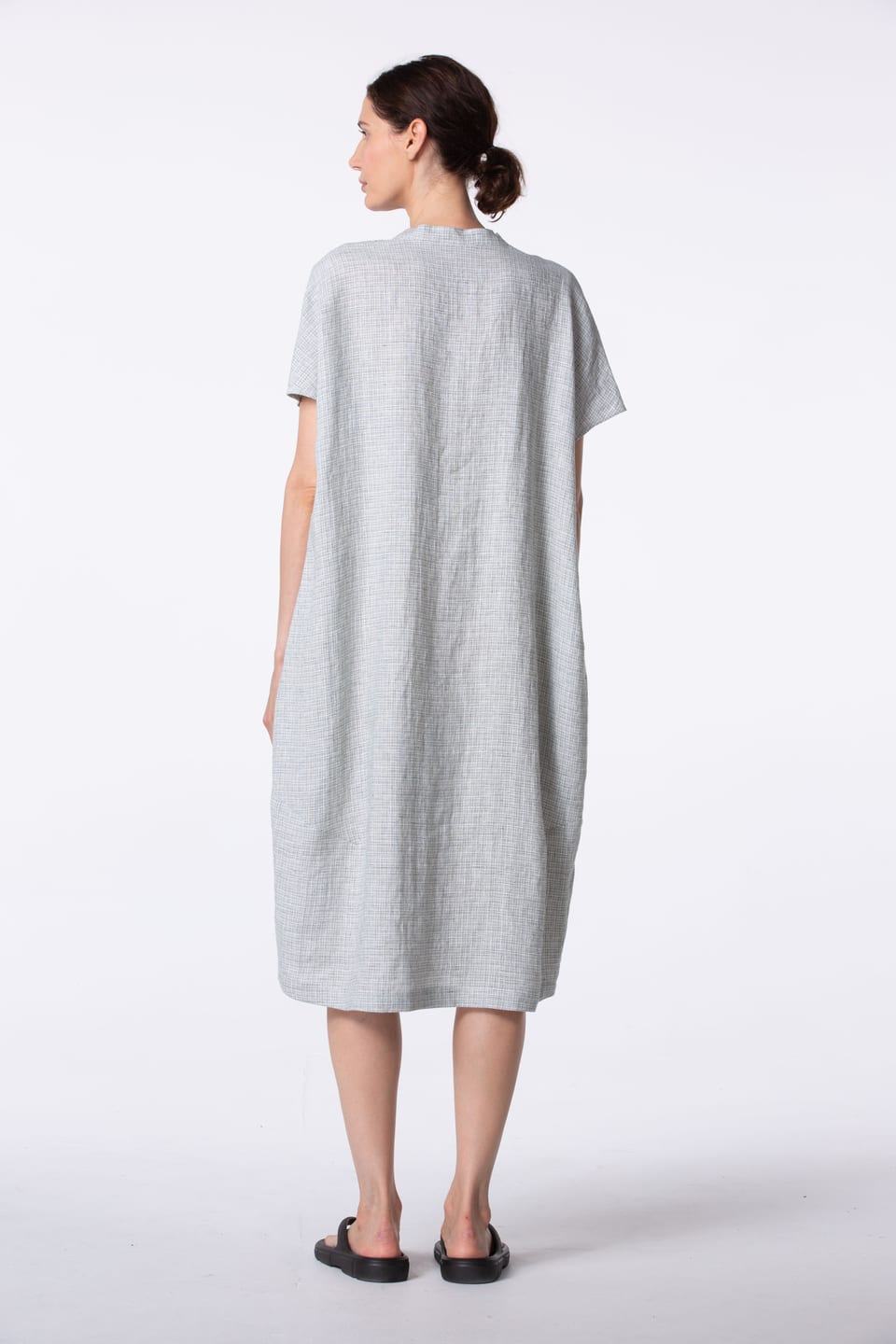 Jurk 421 - Linnen Fil-à-Fil - 580SLATE - 10240110080