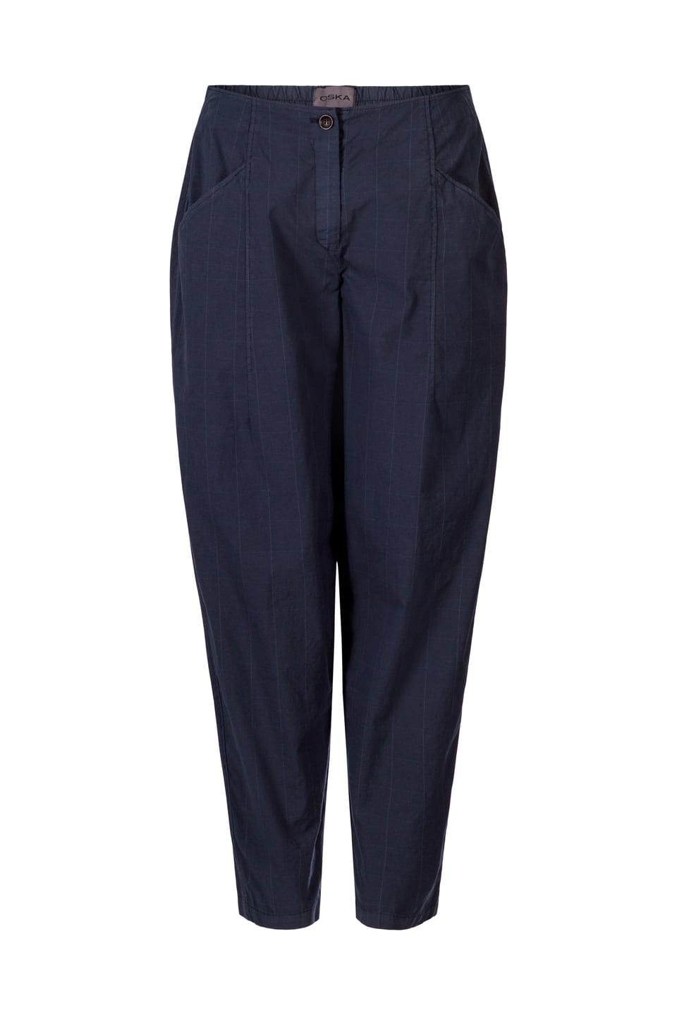 Trousers 418 - Cotton Stretch with Windowpane Check - 490NAVY - 10240110082
