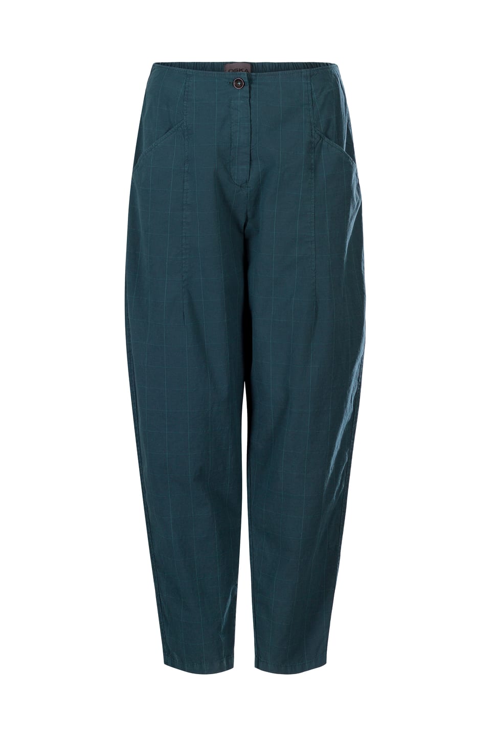 Trousers 418 - Cotton Stretch with Windowpane Check - 672LAKE - 10240110082