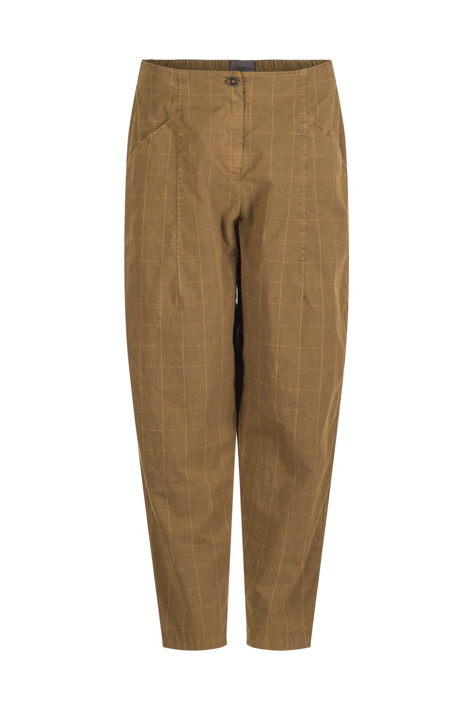 Trousers 418 - Cotton Stretch with Windowpane Check - 842BISCUIT - 10240110082