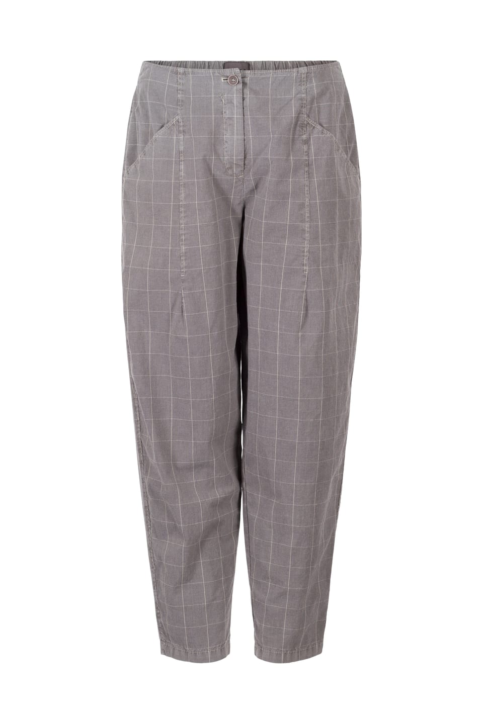 Trousers 418 - Cotton Stretch with Windowpane Check - 922SILVER - 10240110082