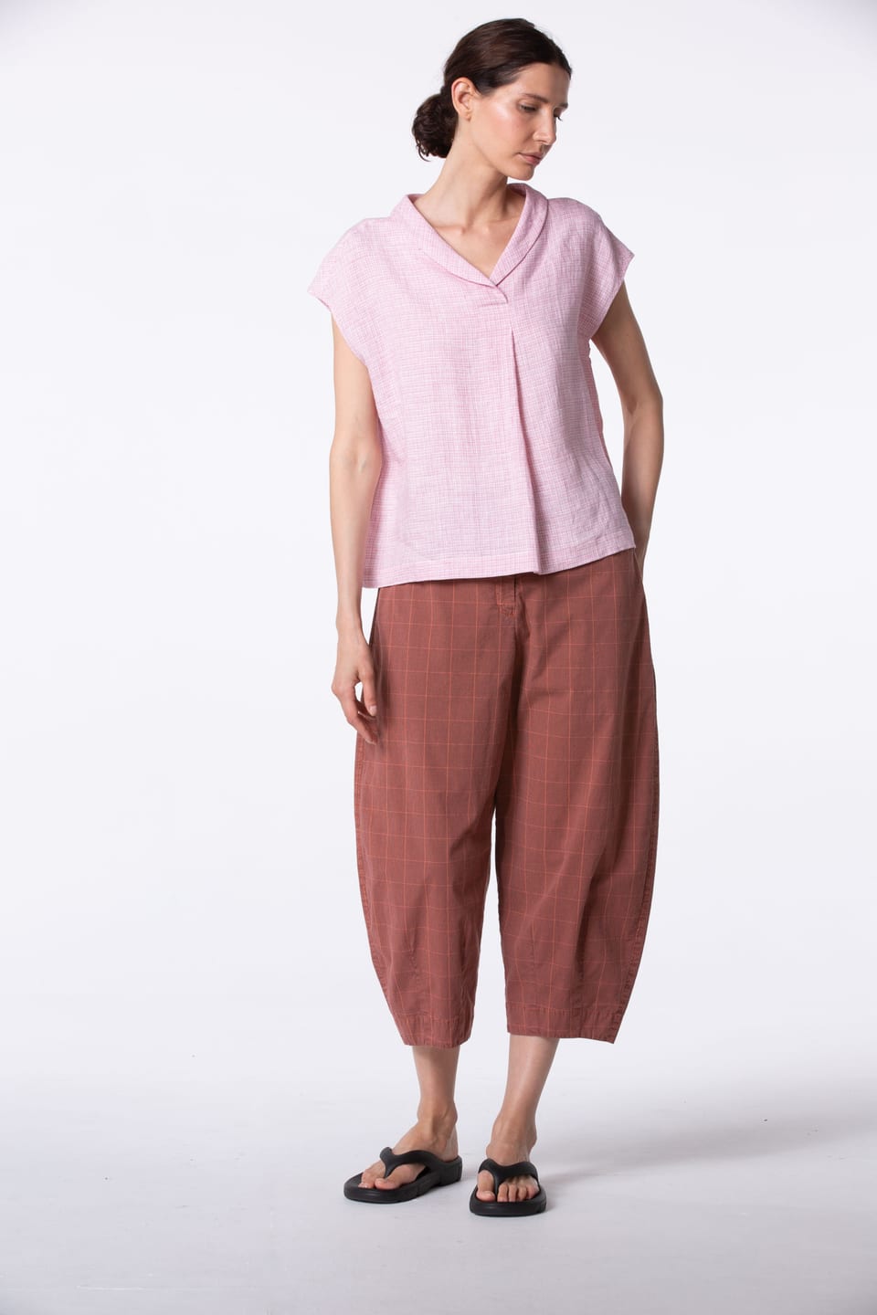 Trousers 419 - Cotton Stretch with Windowpane Check - 242POMELO - 10240110083
