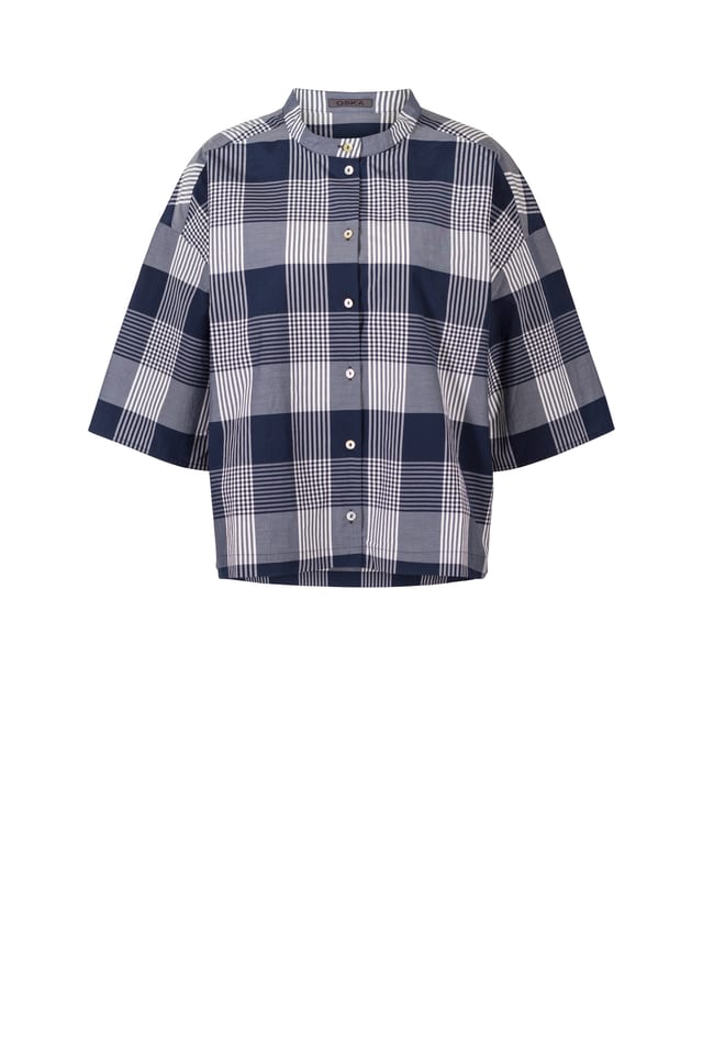 Blouse 419 - Cotton Blend with Gingham Check - 480NIGHT - 10240110089