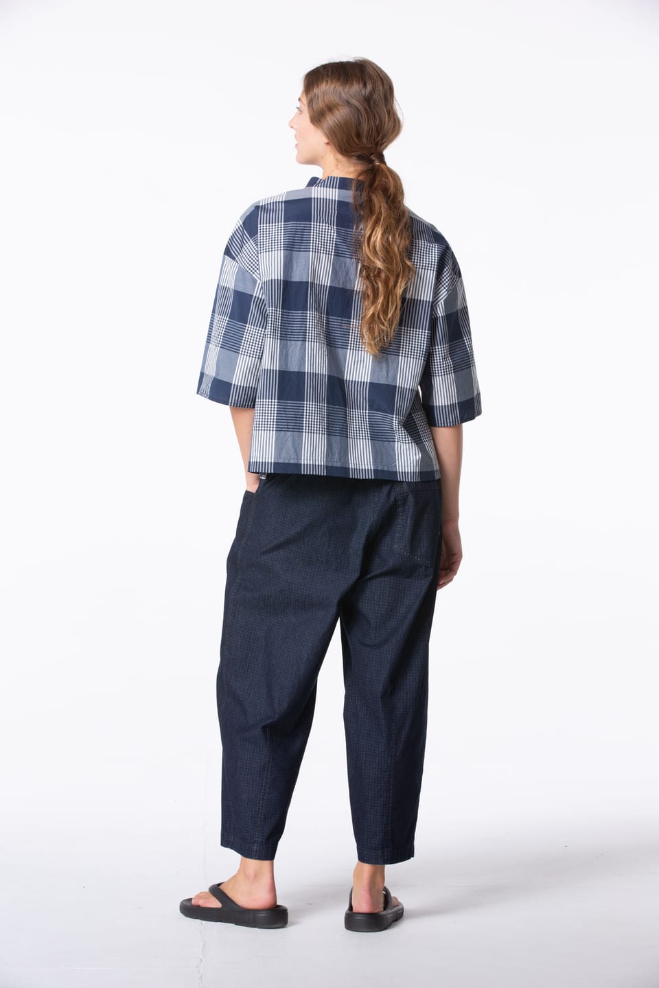Blouse 419 - Cotton Blend with Gingham Check - 480NIGHT - 10240110089