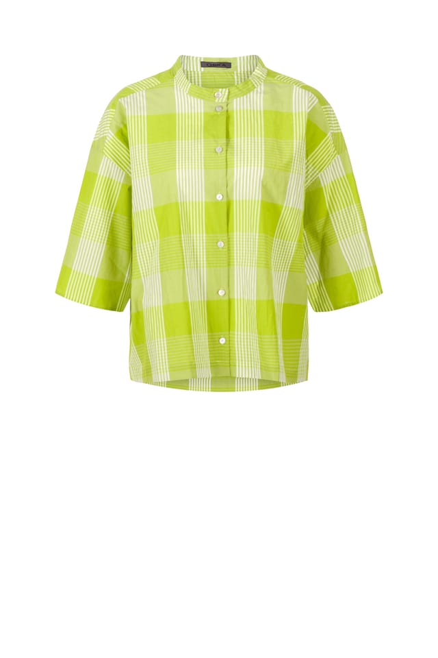 Blouse 419 - Cotton Blend with Gingham Check - 730KIWI - 10240110089