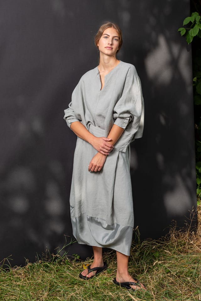 Skirt 401 - Linen with Cupro-Modal - 922SILVER - 10240110093