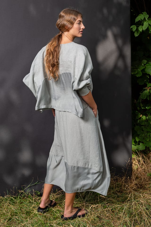 Skirt 401 - Linen with Cupro-Modal - 922SILVER - 10240110093