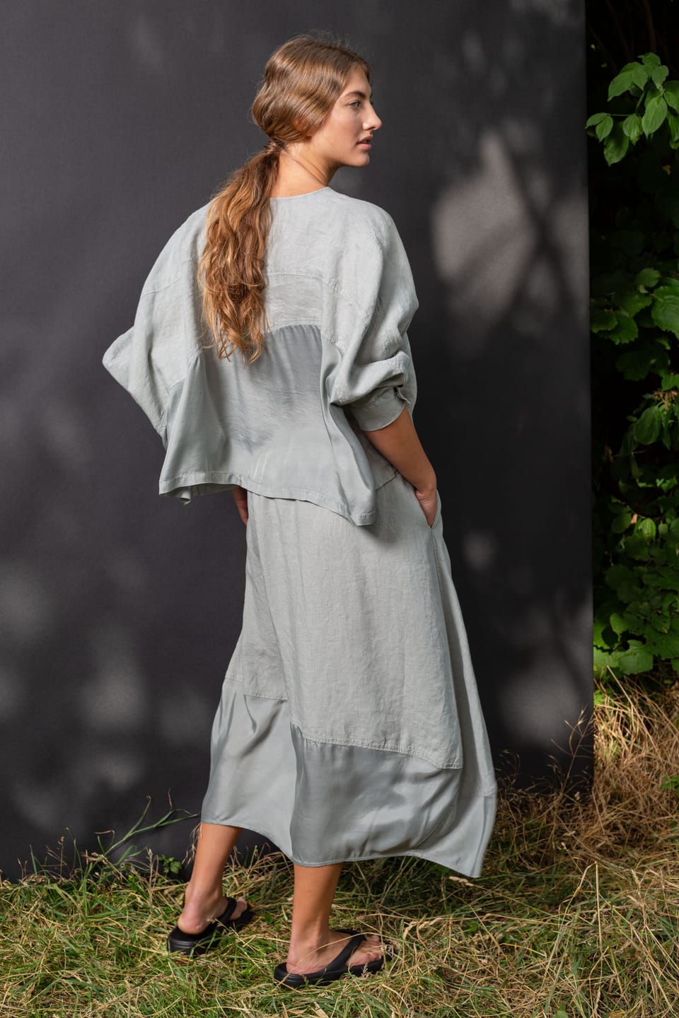 Skirt 401 - Linen with Cupro-Modal - 922SILVER - 10240110093
