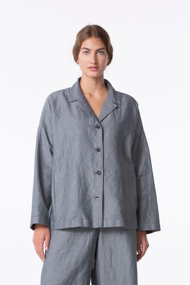 Jasje 408 wash - Katoen-Linnen piqué - 490NAVY - 10240110098