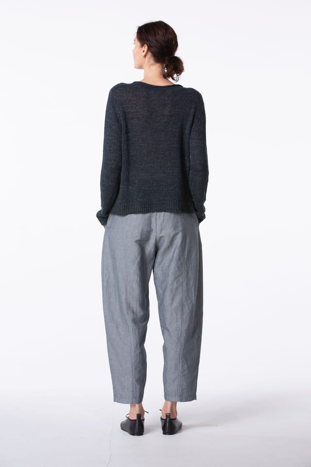 Broek 425 wash - Katoen-Linnen piqué - 490NAVY - 10240110099