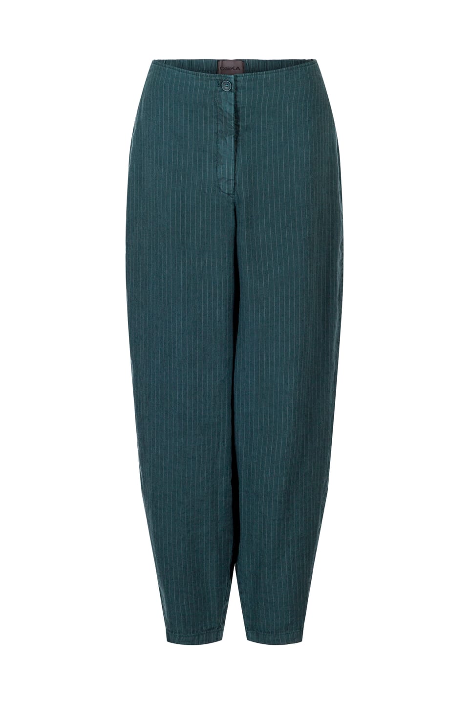 Trousers 433 - Linen-Lyocell Herringbone with Pinstripe - 672LAKE - 10240110114