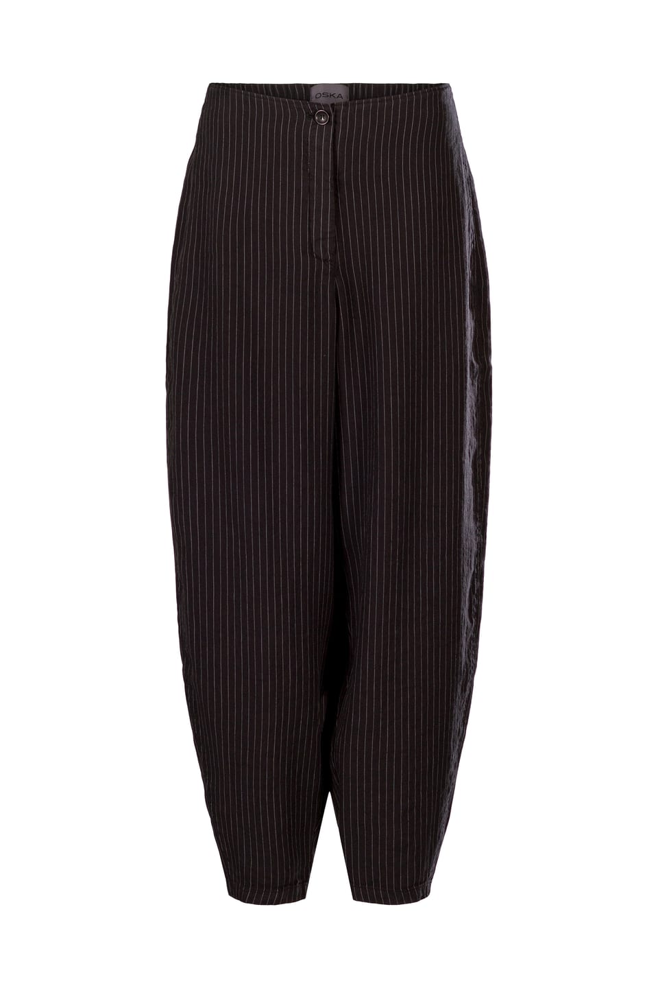 Trousers 433 - Linen-Lyocell Herringbone with Pinstripe - 990BLACK - 10240110114