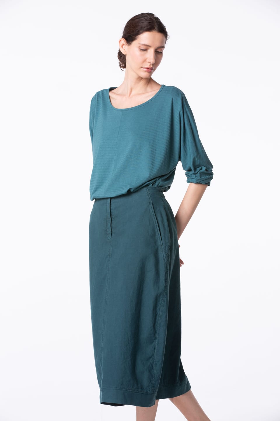 Skirt 402 - Cotton-Linen Blend - 672LAKE - 10240110117