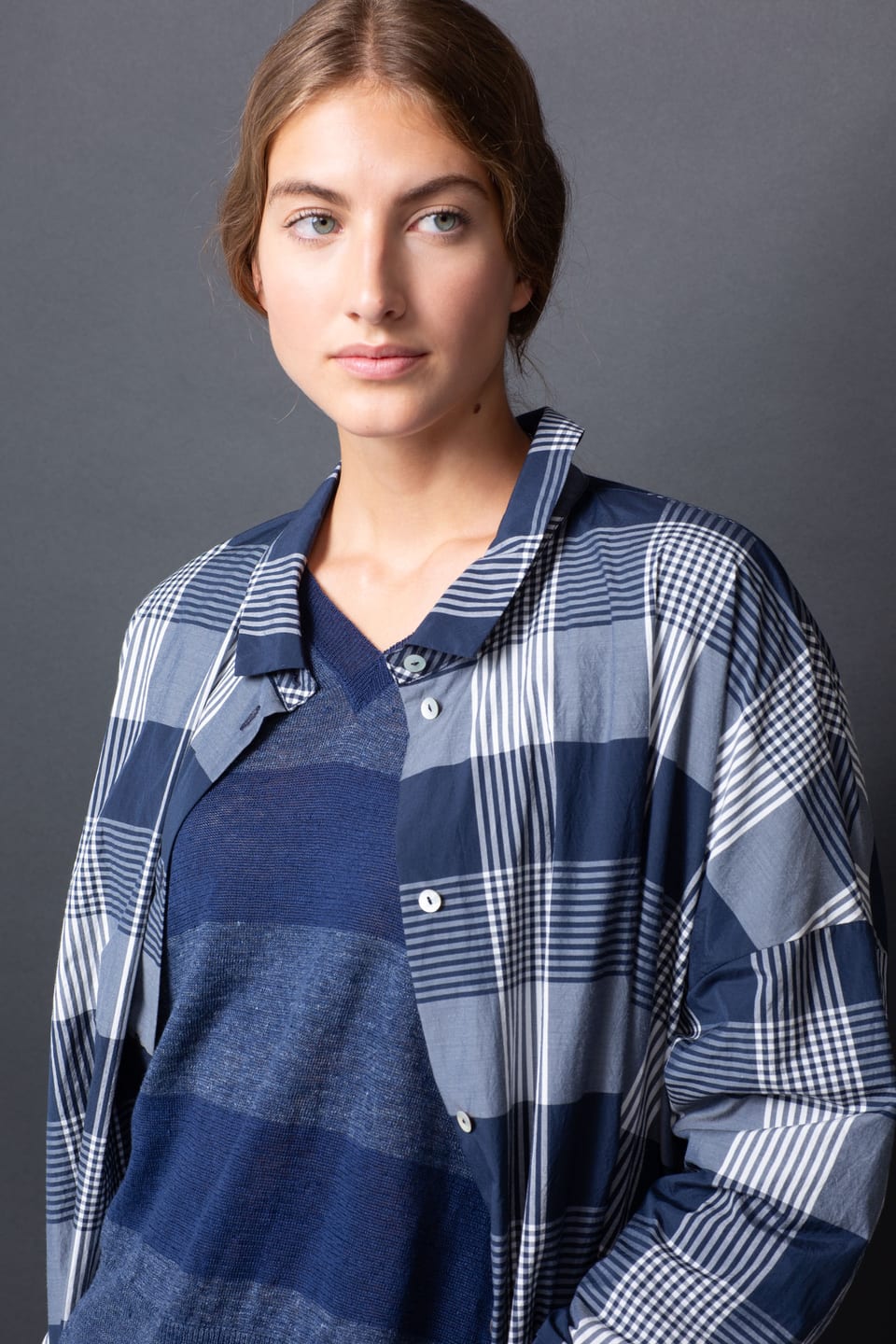 Dress 428 - Cotton Blend with Gingham Check - 480NIGHT - 10240110123