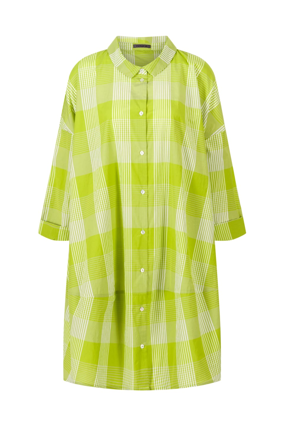 Dress 428 - Cotton Blend with Gingham Check - 730KIWI - 10240110123