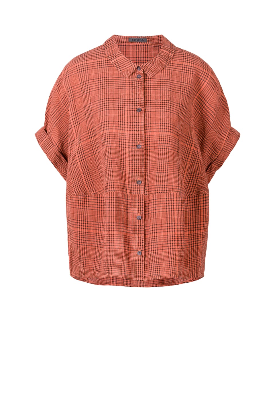 Blouse 429 - Linen-Cotton Glencheck - 242POMELO - 10240110130