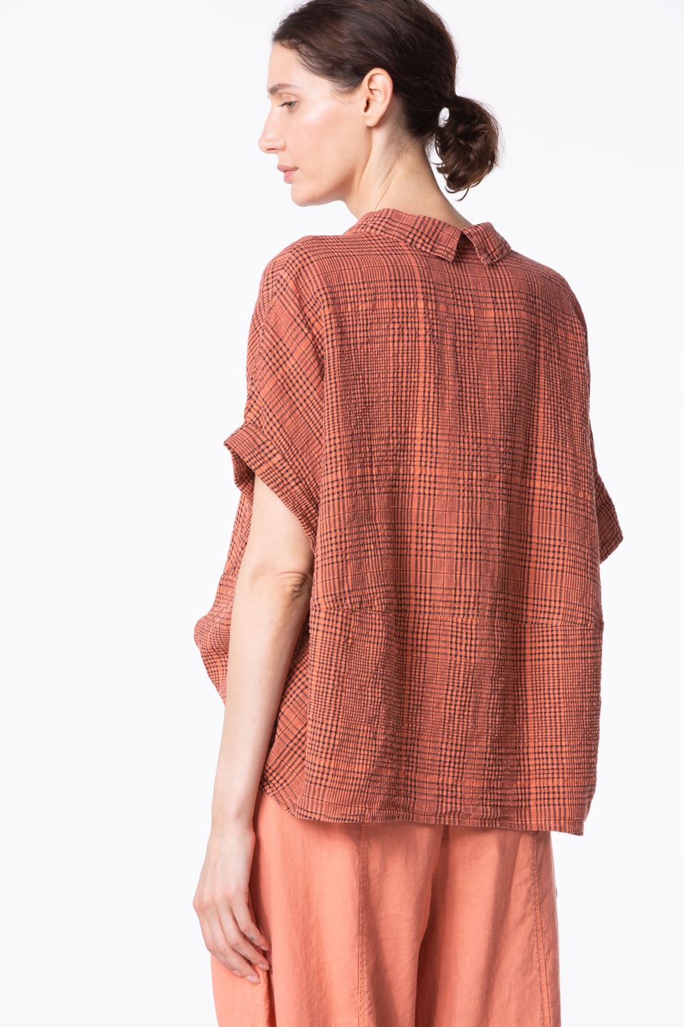 Blouse 429 - Linen-Cotton Glencheck - 242POMELO - 10240110130