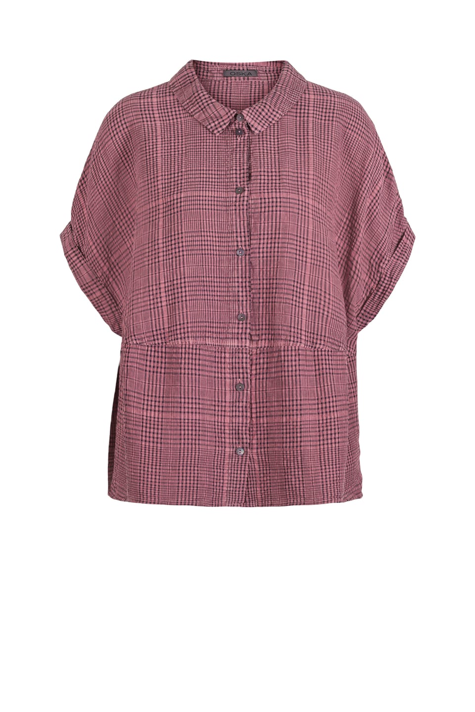 Blouse 429 - Linen-Cotton Glencheck - 342ROSE - 10240110130