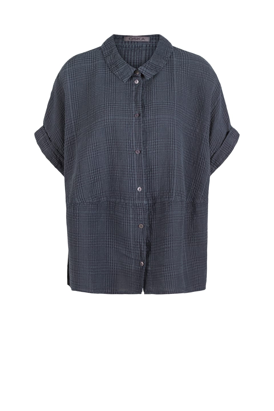 Blouse 429 - Linen-Cotton Glencheck - 582SLATE - 10240110130