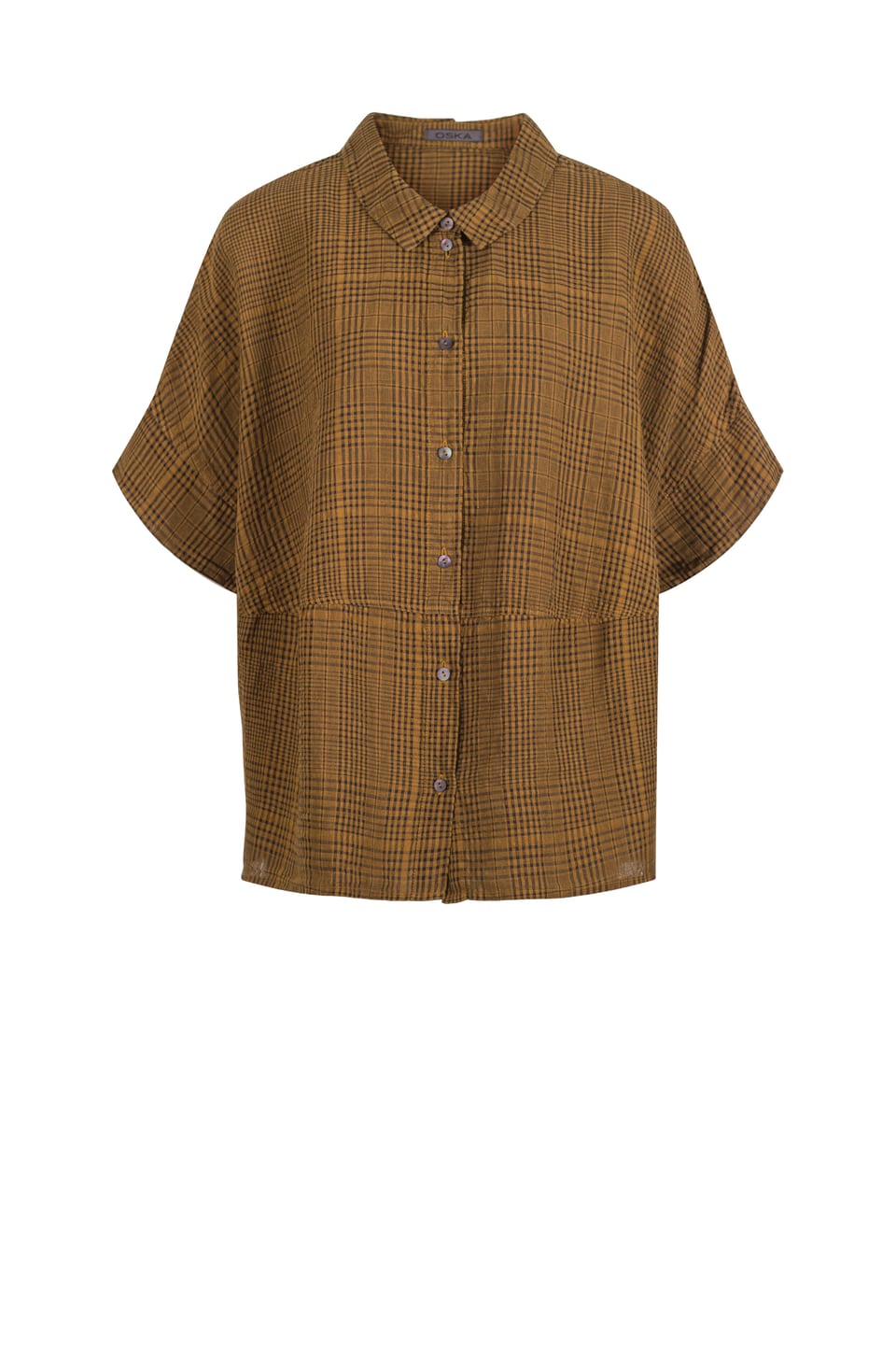Blouse 429 - Linen-Cotton Glencheck - 842BISCUIT - 10240110130