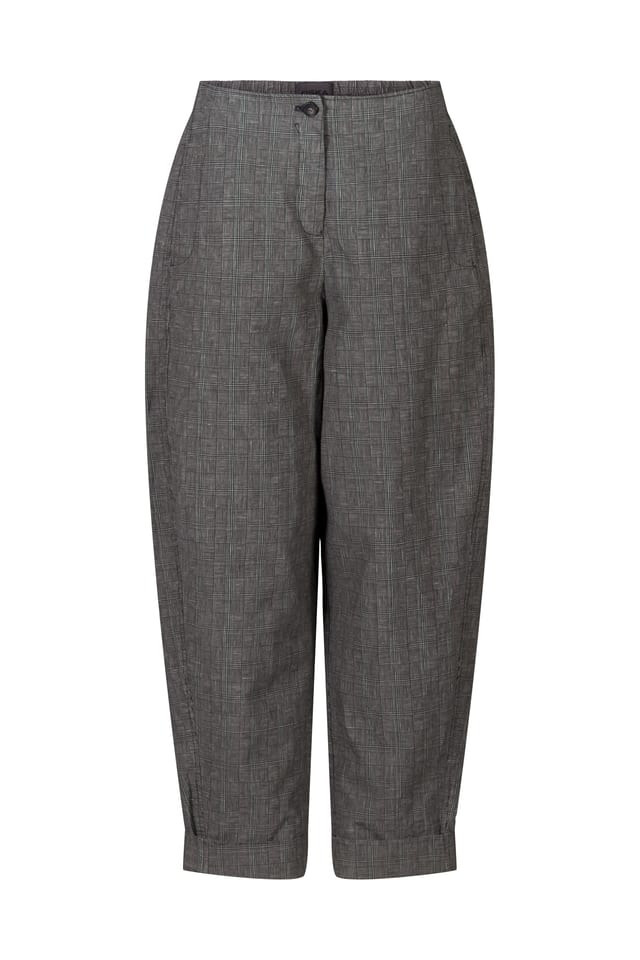 Broek 445 - Linnen-katoenen Glencheck ruit - 922SILVER - 10240110139