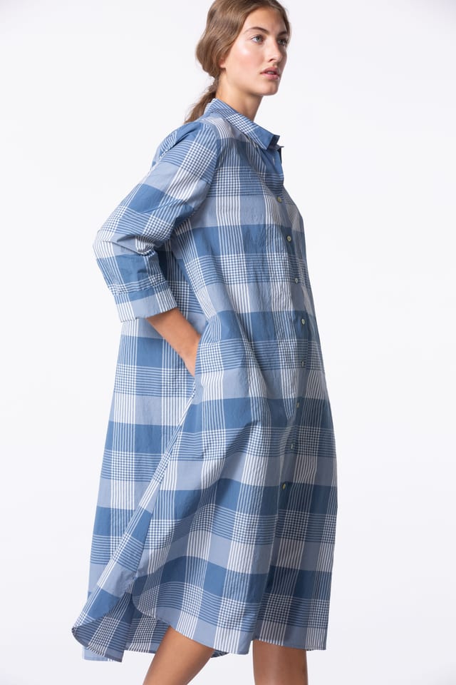 Dress 431 - Cotton Blend with Gingham Check - 440AIR - 10240110142