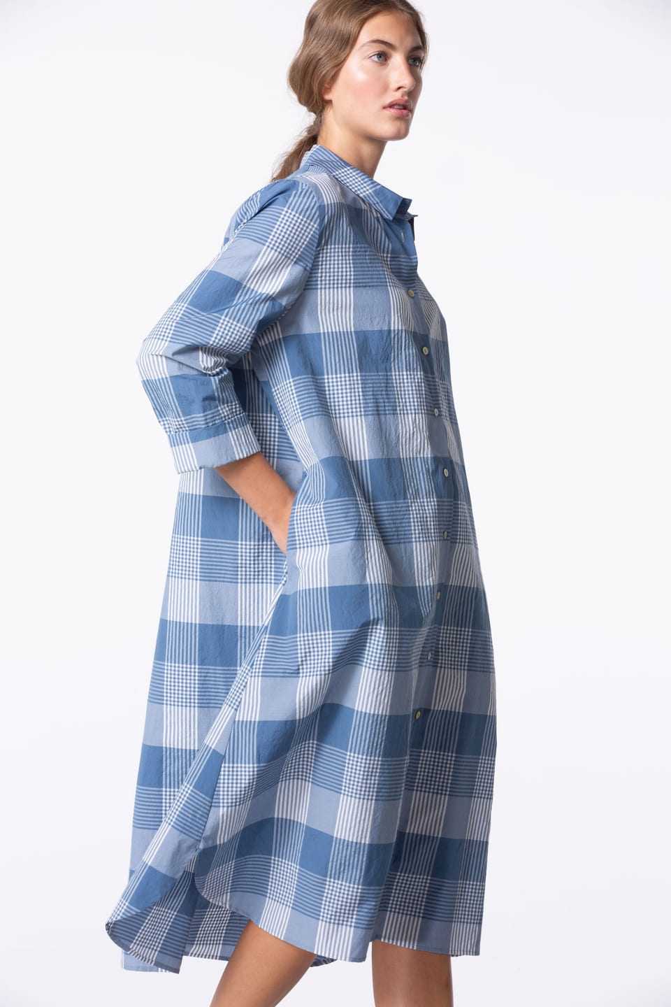 Dress 431 - Cotton Blend with Gingham Check - 440AIR - 10240110142