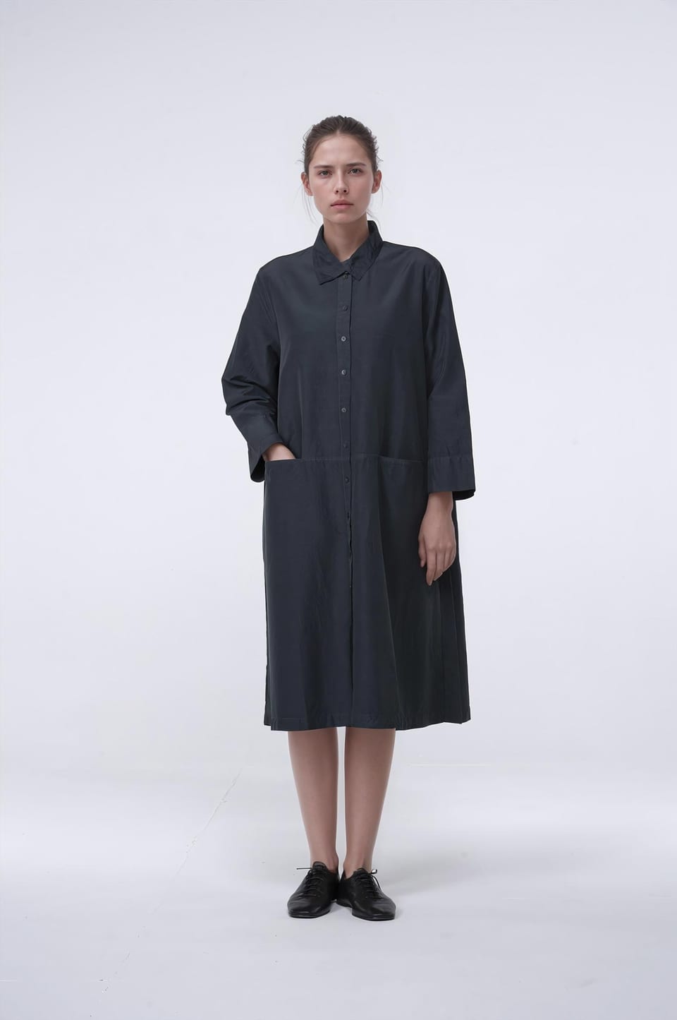 Dress 437 - Cotton-Cupro Rips - 582SLATE - 10240110150
