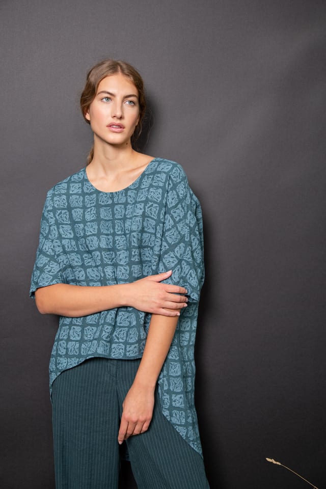 Blouse 434 - Pure Linen - 670LAKE - 10240110153