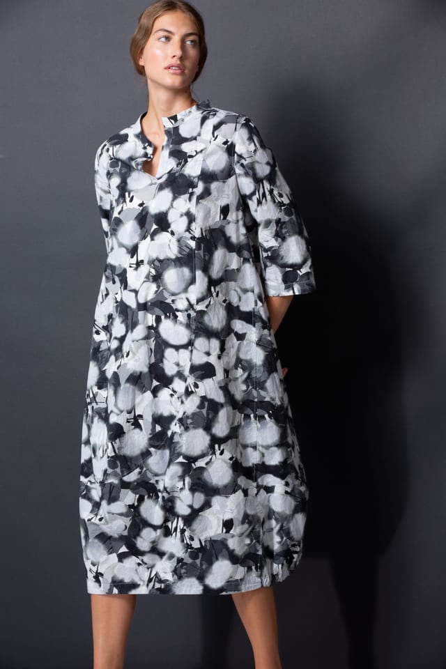 Jurk 441 wash - Poplin met bloemenprint - 990BLACK - 10240110155