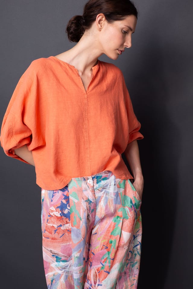 Blouse 433 - Linen with Cupro-Modal - 242POMELO - 10240110158