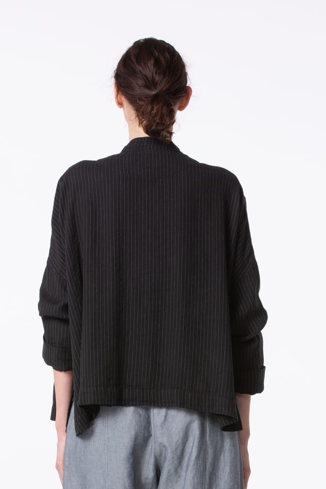 Jasje 410 - Linnen-Lyocell visgraat met krijtstreep - 990BLACK - 10240110160