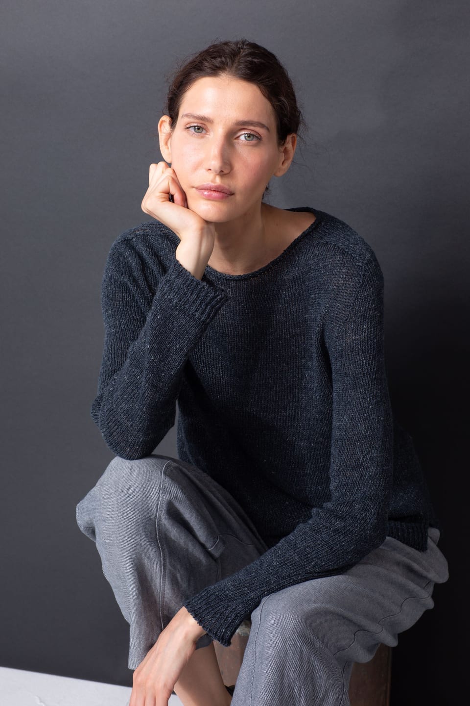 Pullover 414 - Pure Linen - 490NAVY - 10240113016