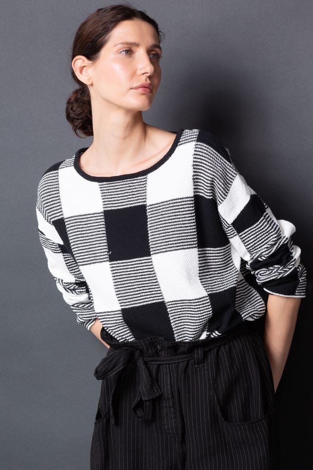 Pullover 425 - Cotton Gingham Check - 990BLACK - 10240113028