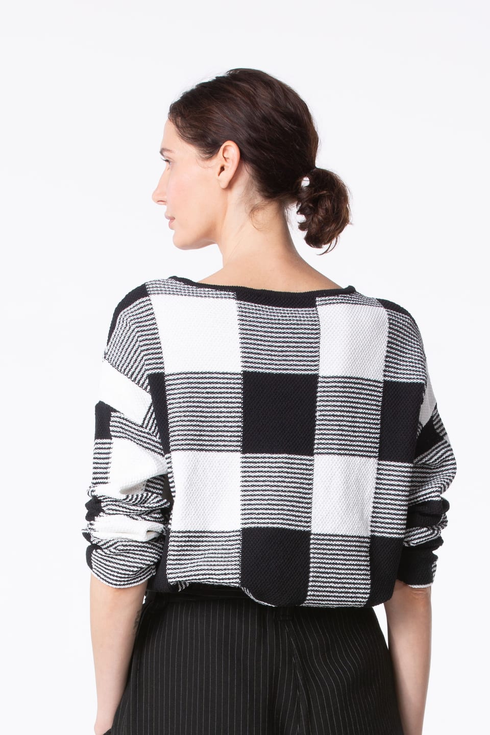 Pullover 425 - Cotton Gingham Check - 990BLACK - 10240113028
