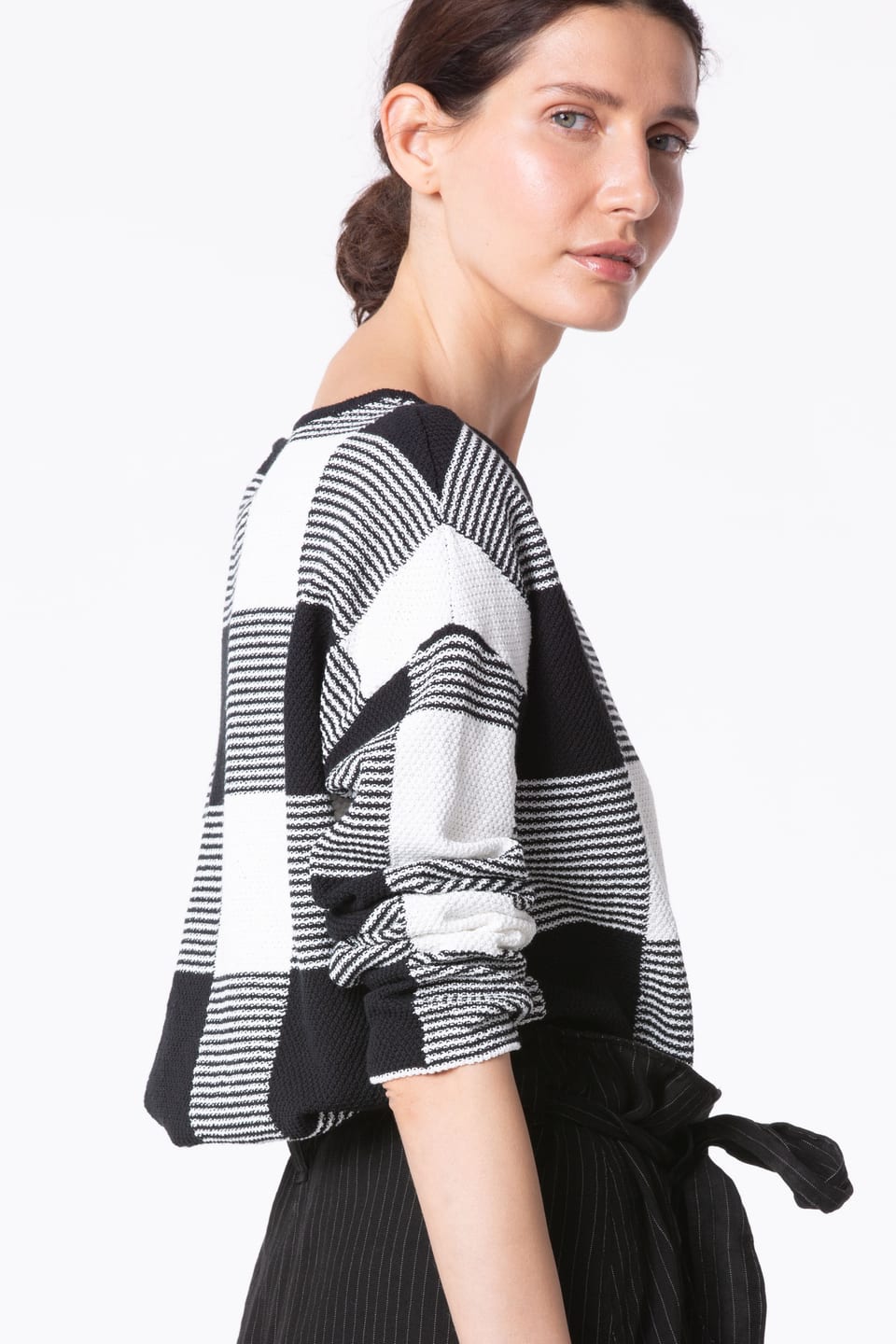 Pullover 425 - Cotton Gingham Check - 990BLACK - 10240113028