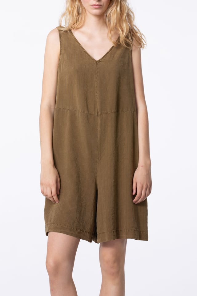 Jumpsuit 404 - Lyocell-Linen Blend with Pinstripe - 842BISCUIT - 60240110016