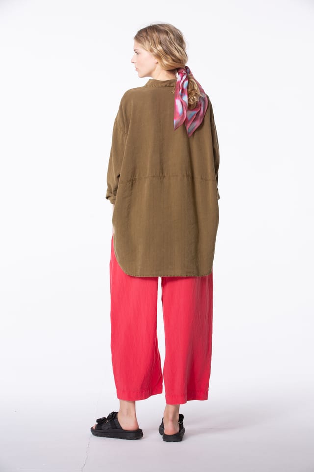 Blouse 406 - Lyocell-Linnenmix met krijtstreep - 842BISCUIT - 60240110030