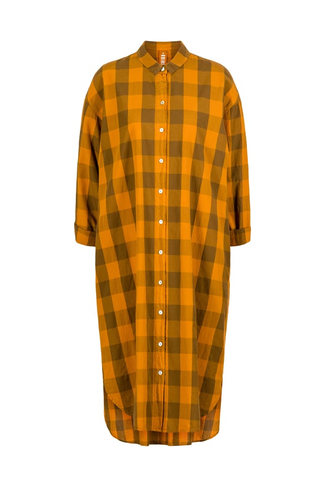 Dress 409 - Pure Cotton with Gingham Check - 250CINNAMON - 60240110034