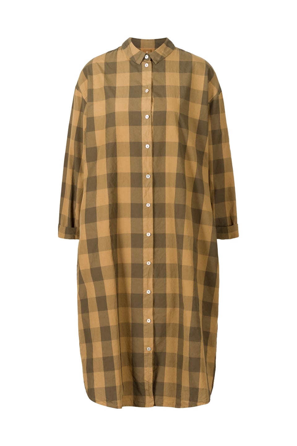 Dress 409 - Pure Cotton with Gingham Check - 840BISCUIT - 60240110034