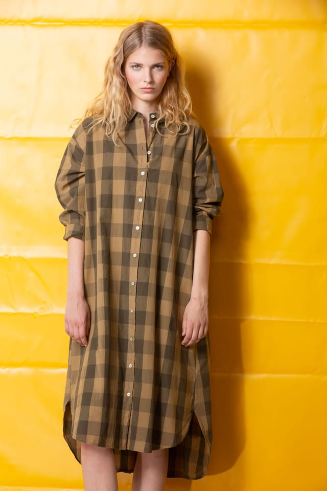 Jurk 409 - 100% Katoen met Gingham ruit - 840BISCUIT - 60240110034