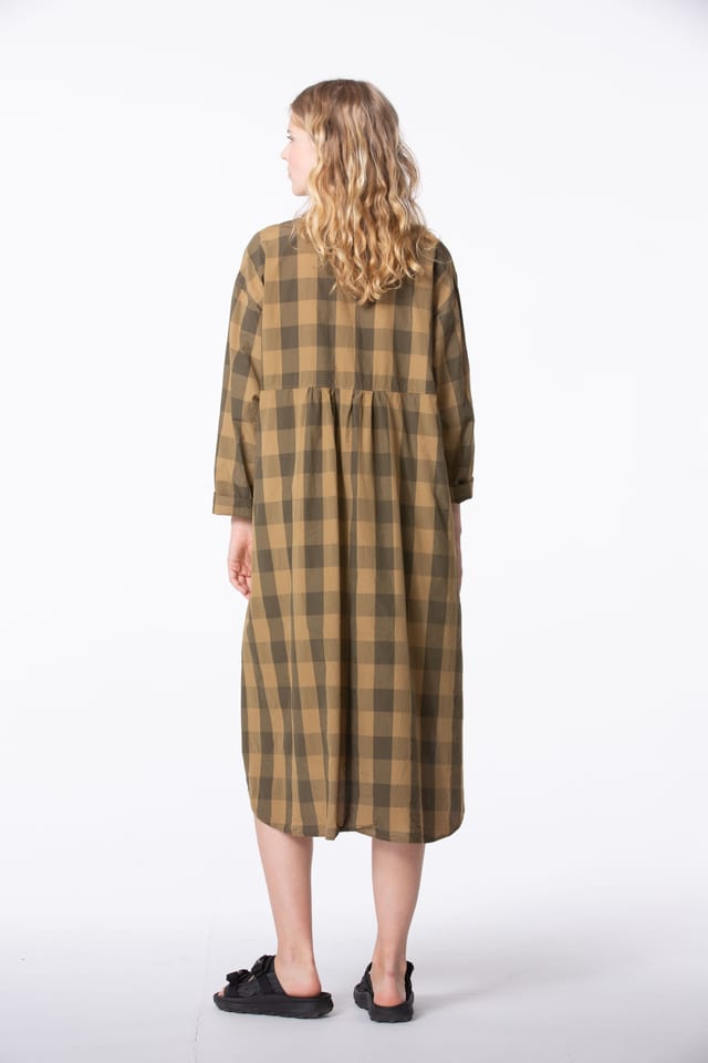 Jurk 409 - 100% Katoen met Gingham ruit - 840BISCUIT - 60240110034