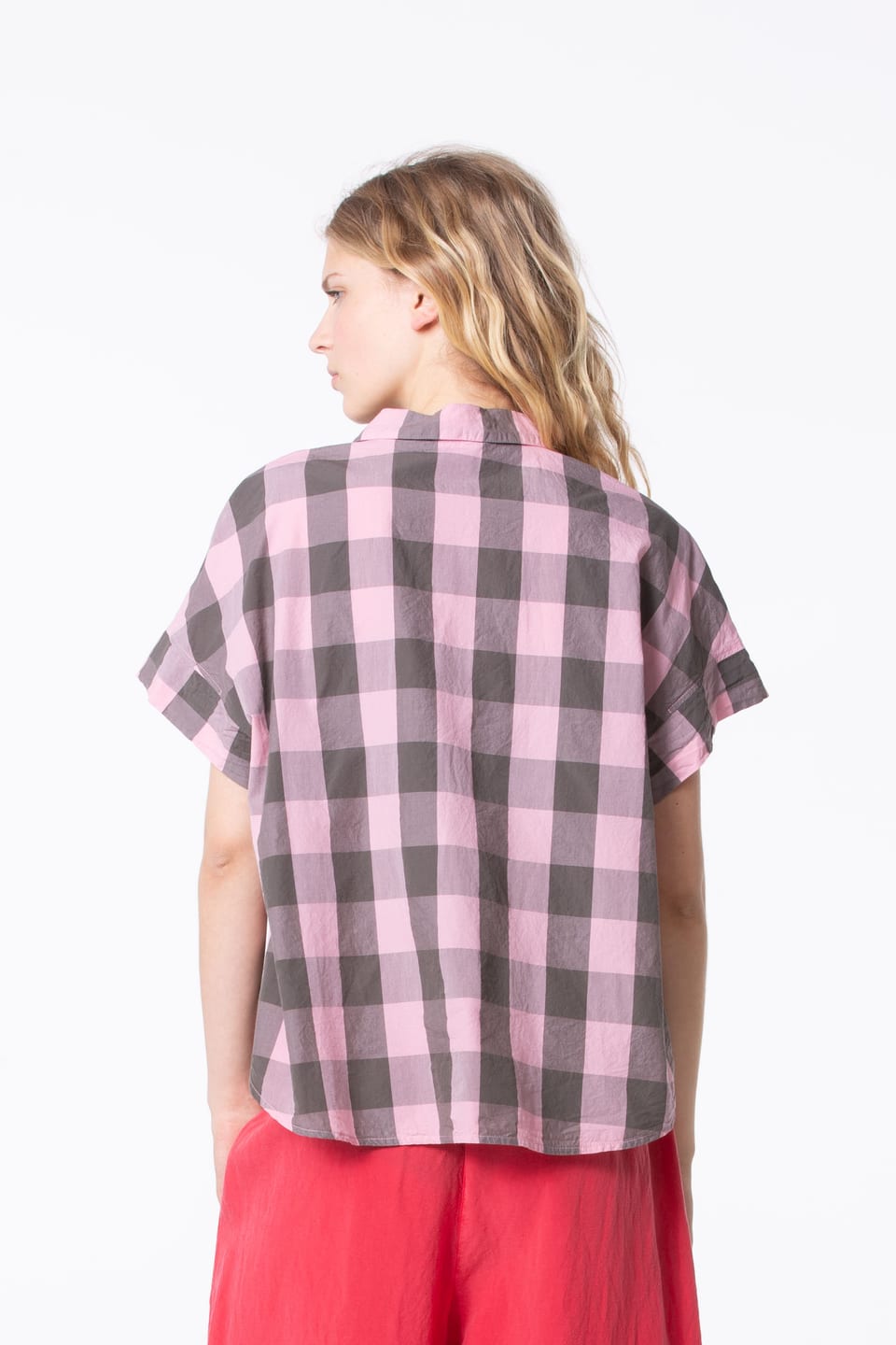 Blouse 408 - Pure Cotton with Gingham Check - 320CANDY - 60240110037