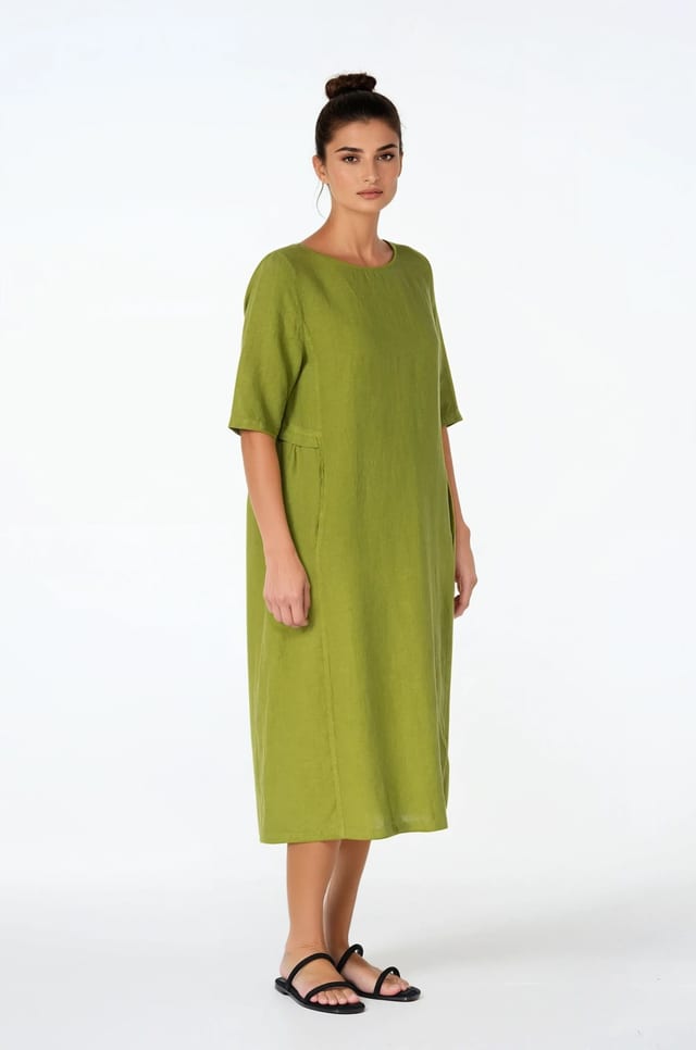 Dress 514 - Pure Linen - 750MATCHA - 10250110054