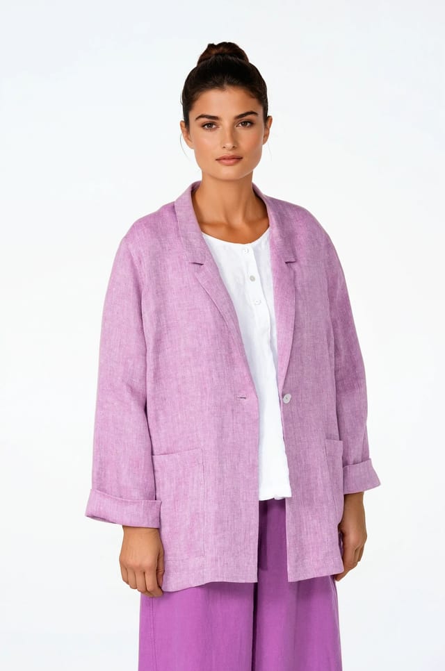 Jacket 510 - Pure Linen Two-tone Herringbone - 10250110086