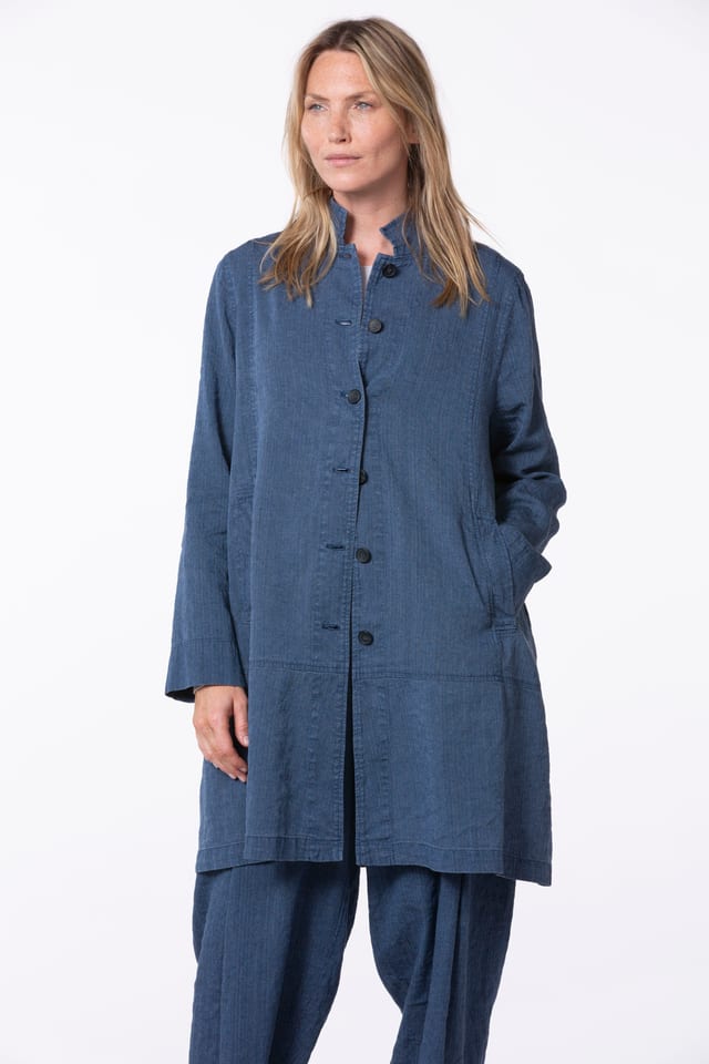 Jacke 512 wash - Leinen-Baumwoll Fischgrat Delavé - 570DENIM - 10250110089
