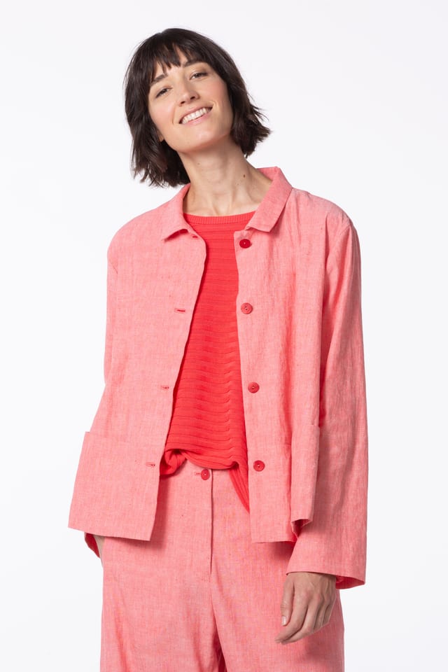 Jacke 516 - Leinen-Baumwoll Chambray - 350DAHLIA - 10250110094