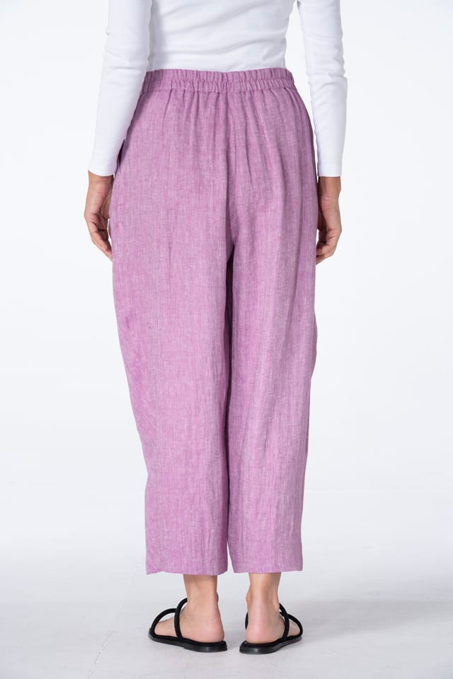 Trousers 520 - Pure Linen Two-tone Herringbone - 370PURPLE - 10250110095